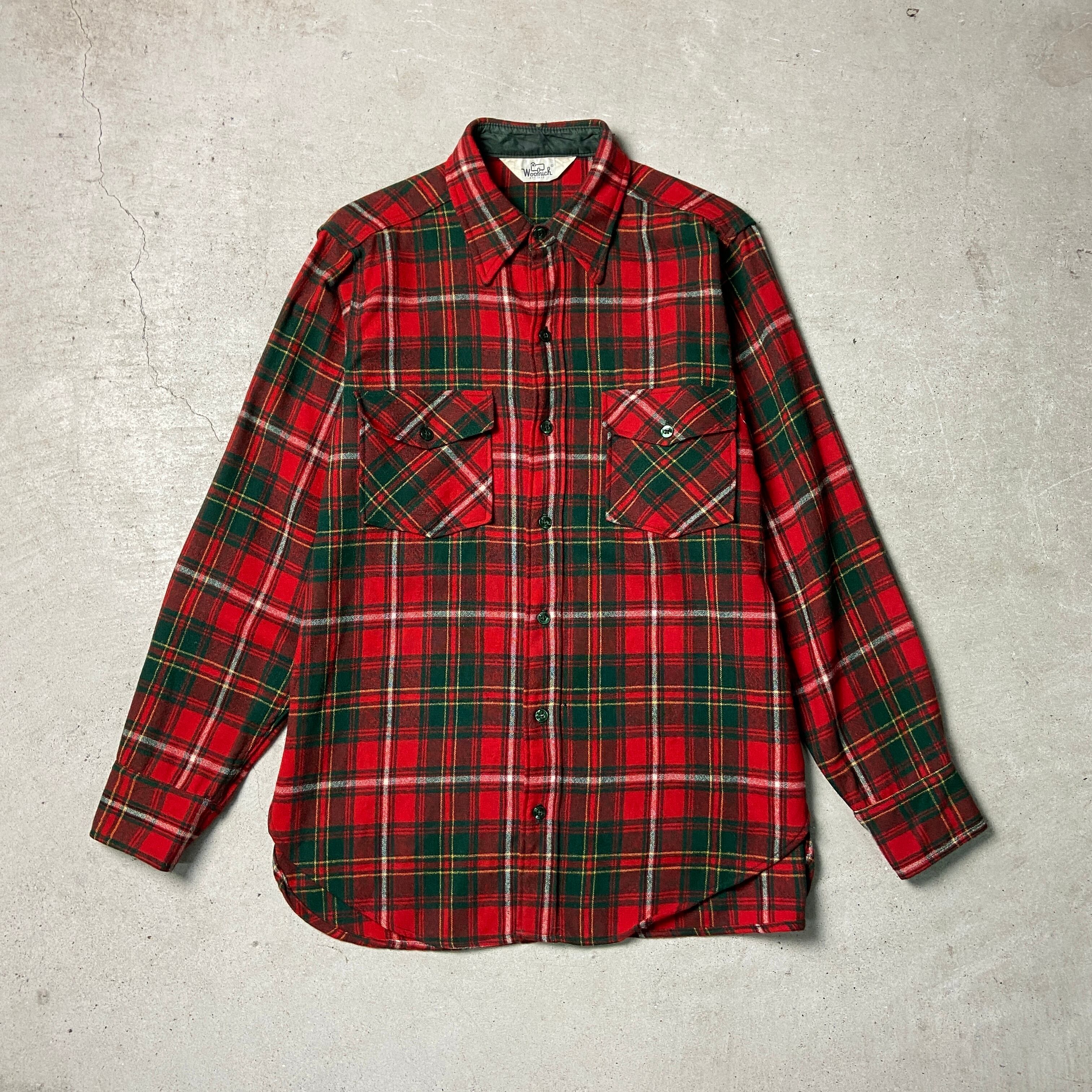 【USA製】WOOLRICH 長袖ウールシャツ チェック柄 サイズM 70s