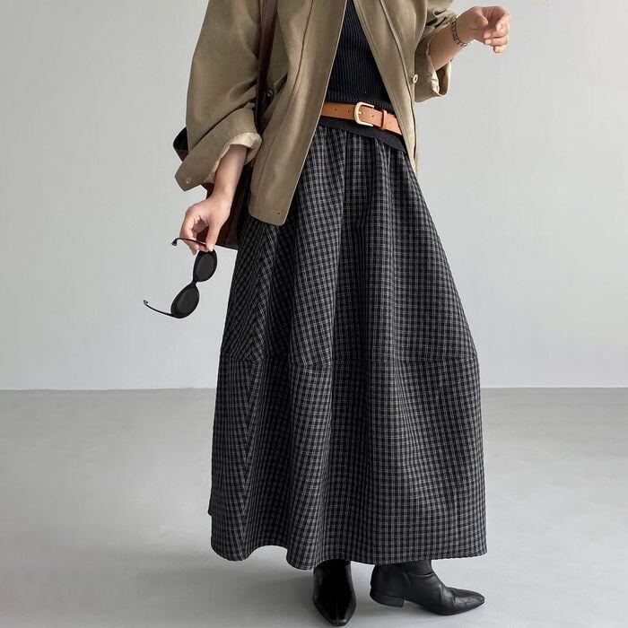 check print long skirt 14700