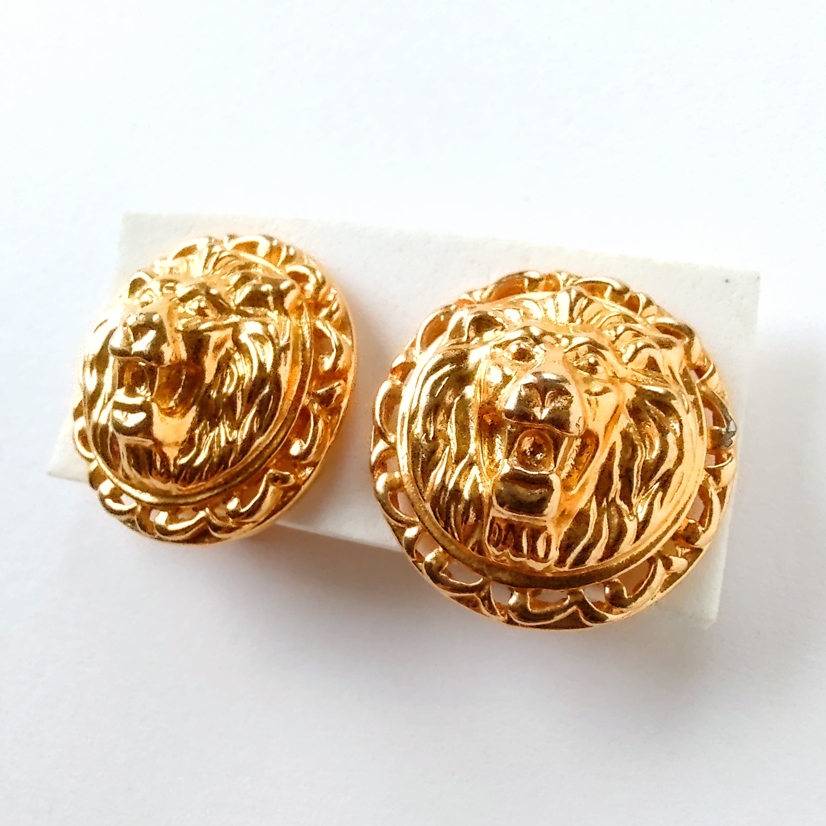 ANNE KLEIN》 lion round vintage earrings アンクライン ヴィンテージ