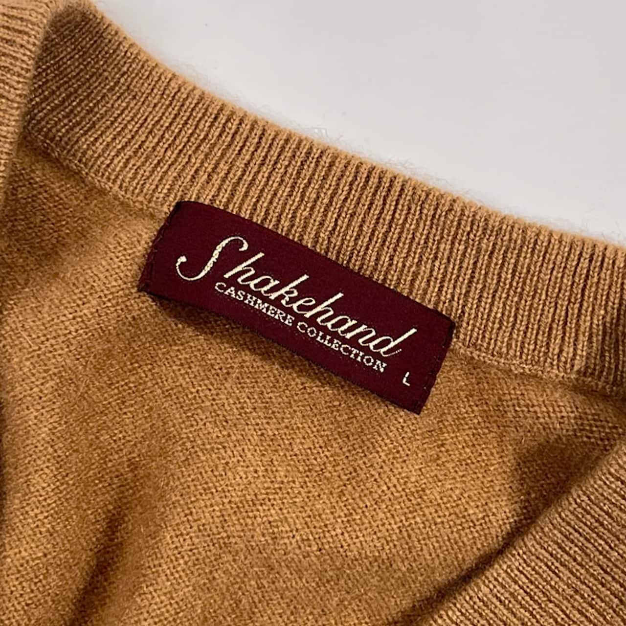 カシミヤ100% Shakehand シェイクハンド Vネック ニット ベスト L/ベージュ メンズ