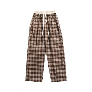 ★CONTRAST PLAID STRAIGHT LEG CASUAL PANTS（unisex)　　　A0795