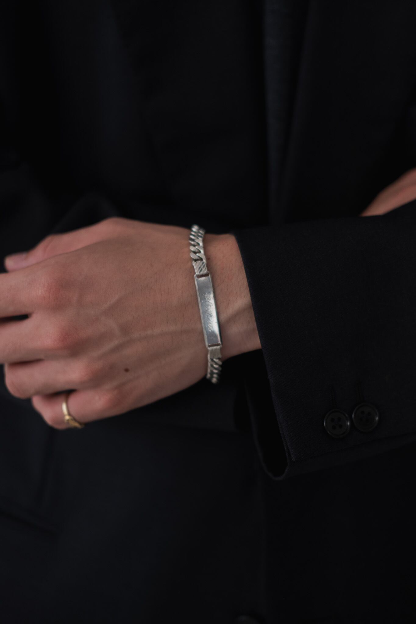 ヴィンテージ!Silver Wavy Curve ブレスレット Italian Vintage Engraved Curve Silver925 Bracelet