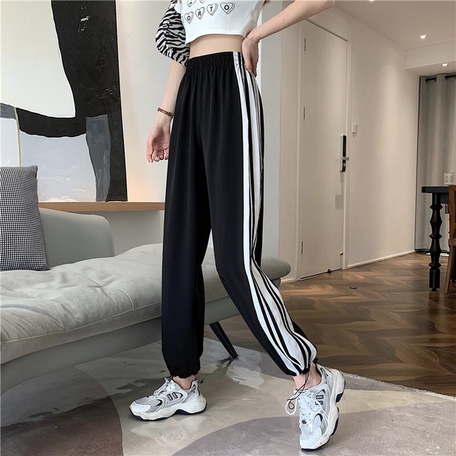 パンツ サマー薄手ストレッチウェストストライプ エラスティック 伸縮 夏物 1号婦人13139902747