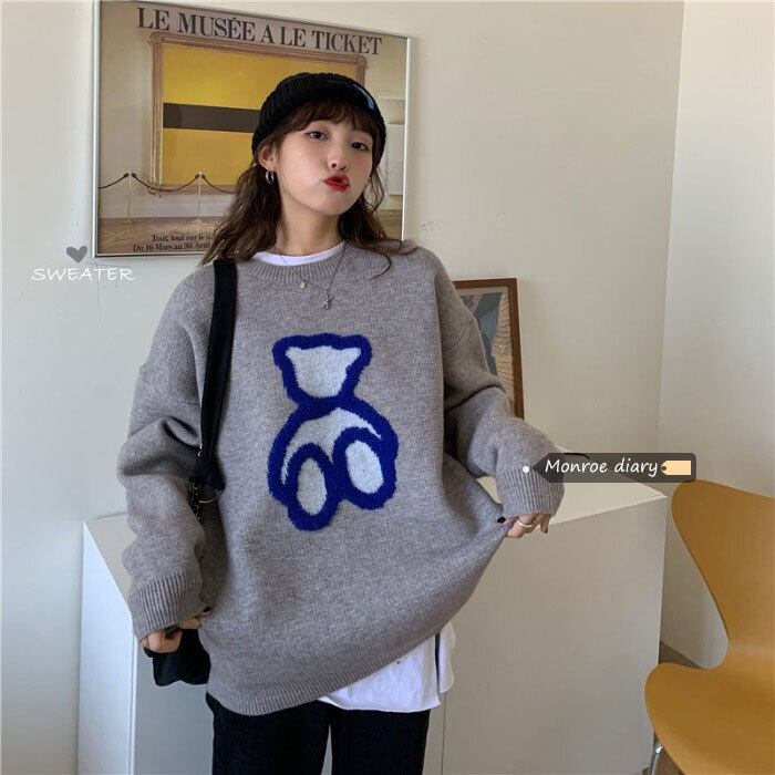 セーター レディースルーズニットスプリングスタンダードスタイルトップス レトロ 春物 モンロー11006651506