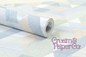 ホワイト × グリーン Geometric FL1-775302MT for DIY 53㎝×10m リピート64㎝