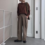 スラントウエストタックPT/ベージュ