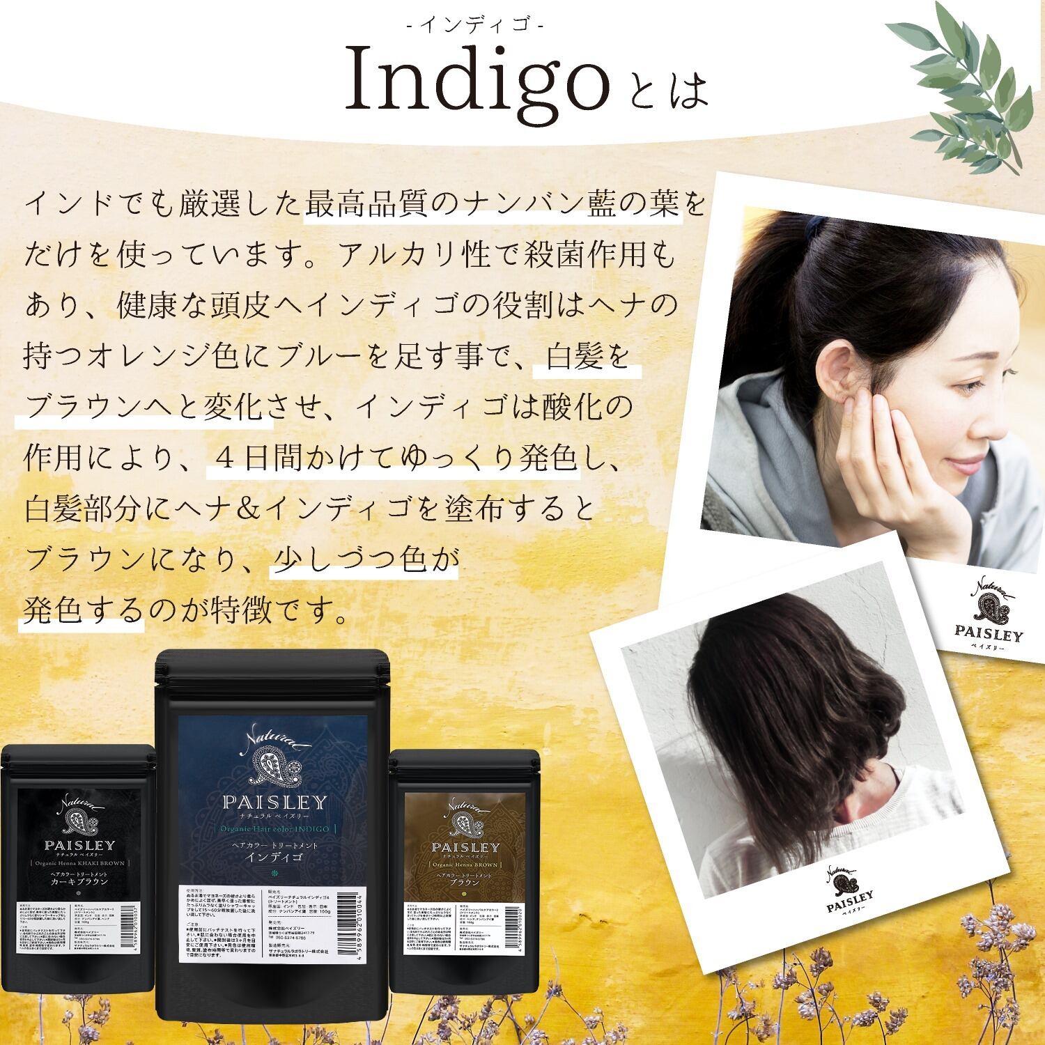 ヘナ5個 インディゴ5個 ヘナ ハナヘナ hana henna インディゴ 100g 5個