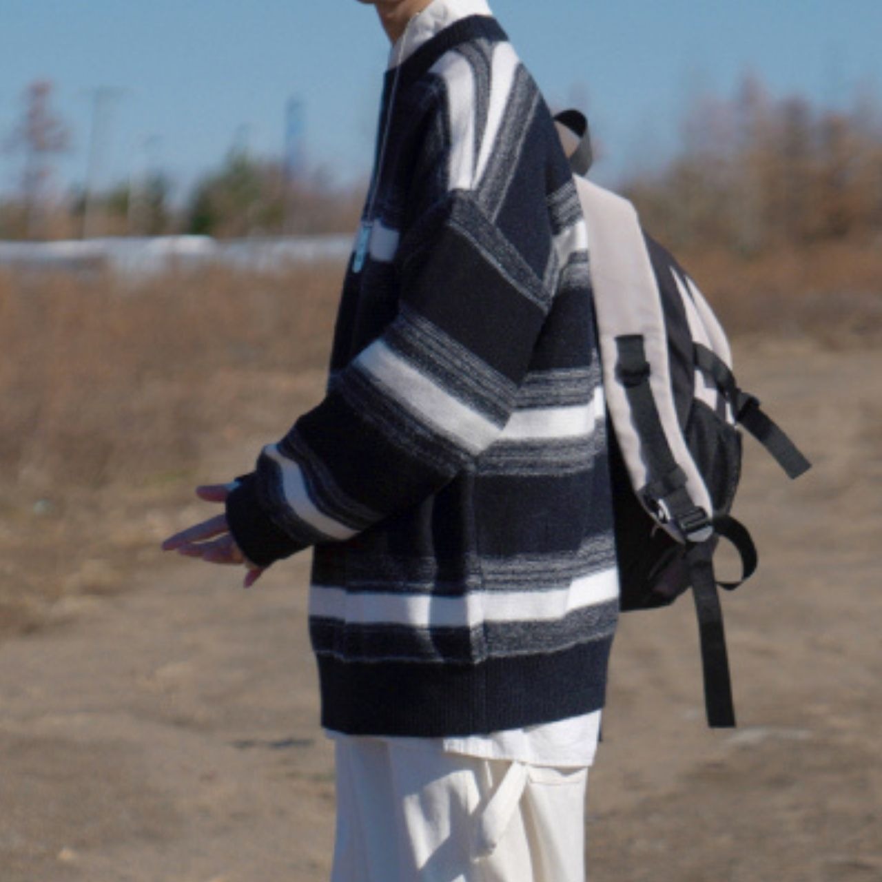 ルーズレトロボーダーニット　1047