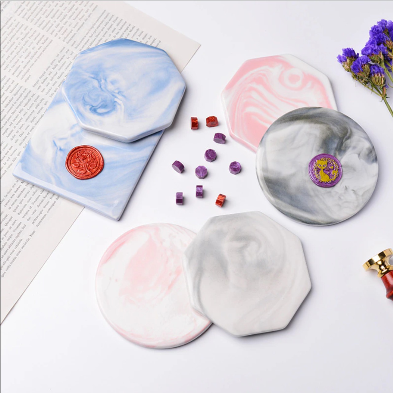 シーリングスタンプ用 大理石スタンプ台 cooling plate / blue