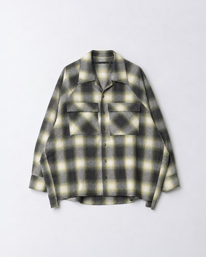 my beautiful landlet BRUSHED CHECK RAGLAN BIG SHIRT GREEN