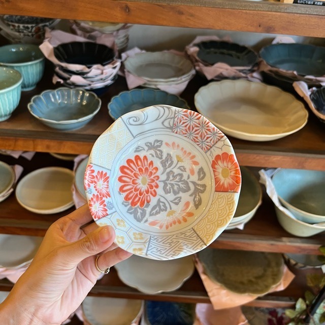 美濃焼 美濃祥瑞　小鉢　皿　プレート　小皿　ボウル　　和食器　お刺身　お造り　和食　鍋　菊柄　花柄　花形　