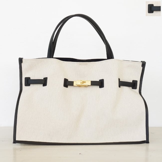 VIOLAd'ORO (ヴィオラドーロ) トートバッグ キャンバス レザーパイピング Lサイズ BRUNO V-2288