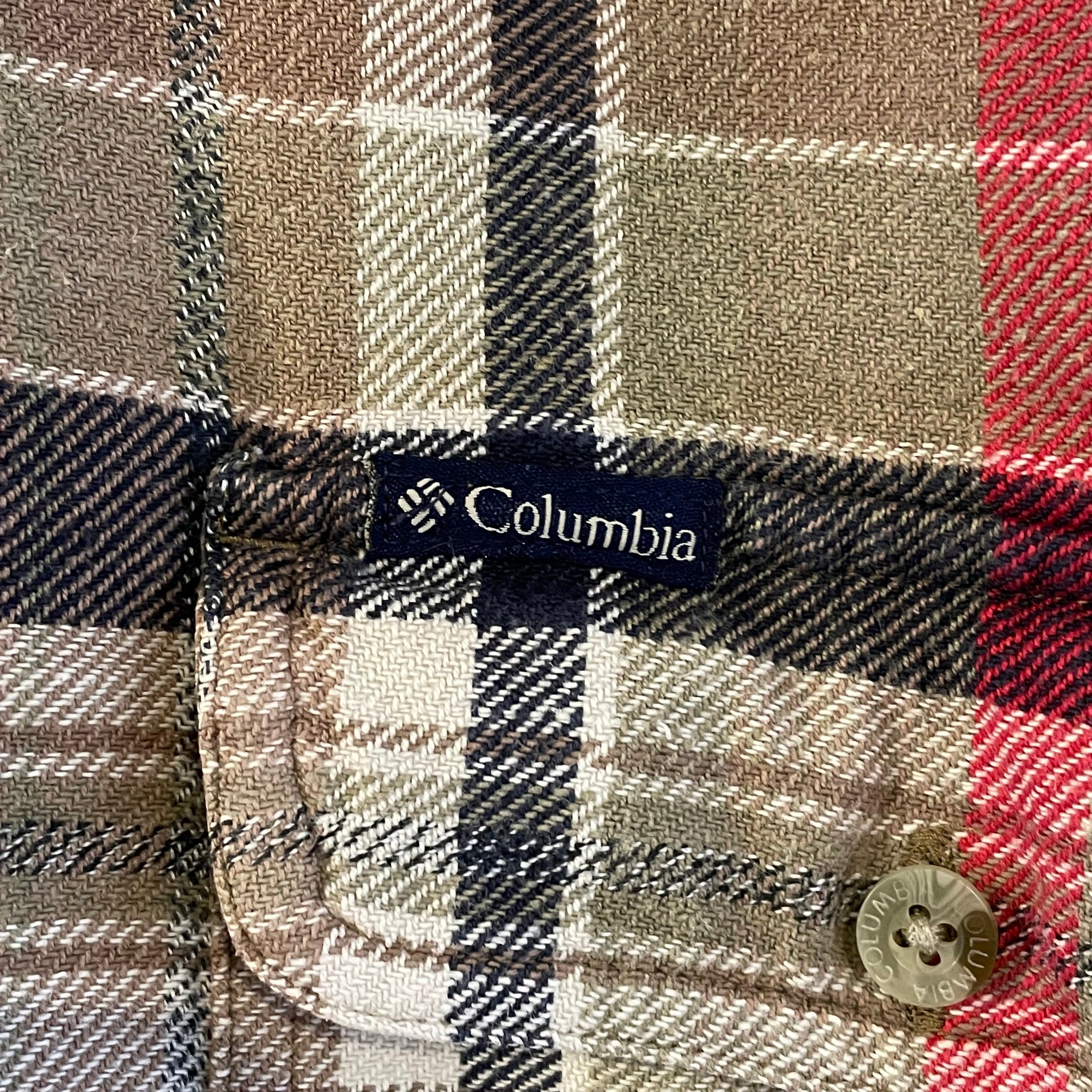 コロンビア チェック シャツ USA 90s イエロー ブルー 長袖 ロゴ