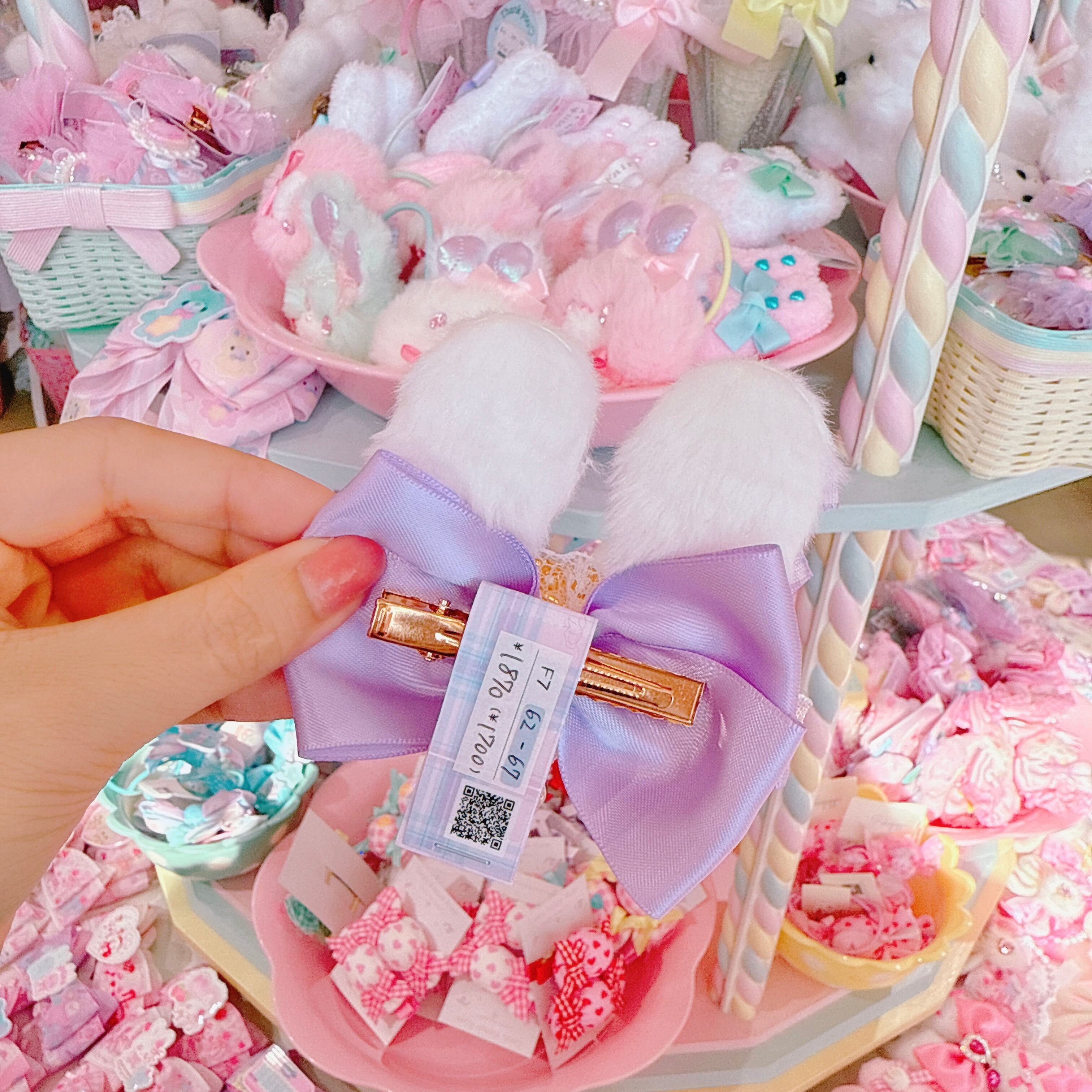 【F7】62-67うさ耳リボンヘアクリップ