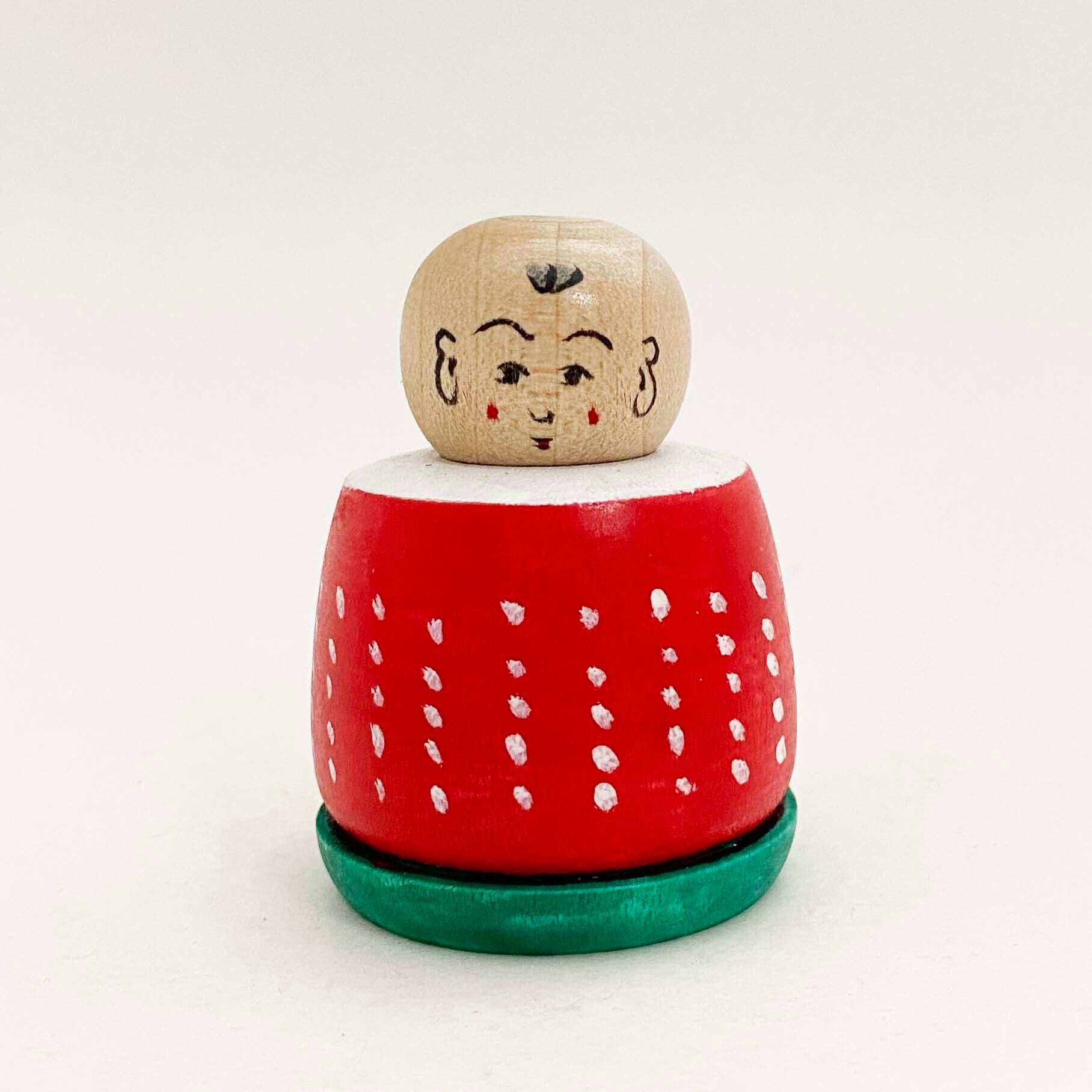 苺サンタこけし（土湯系 / 西山敏彦工人作）