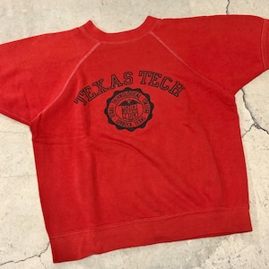 ⊕1970'S S/S SWEAT SHIRT RED "TEXAS TECH"