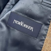 NEWYORKER ニューヨーカー ヘリンボーン チェック 段返3B ウール テーラードジャケット A7/ベージュ系 メンズ