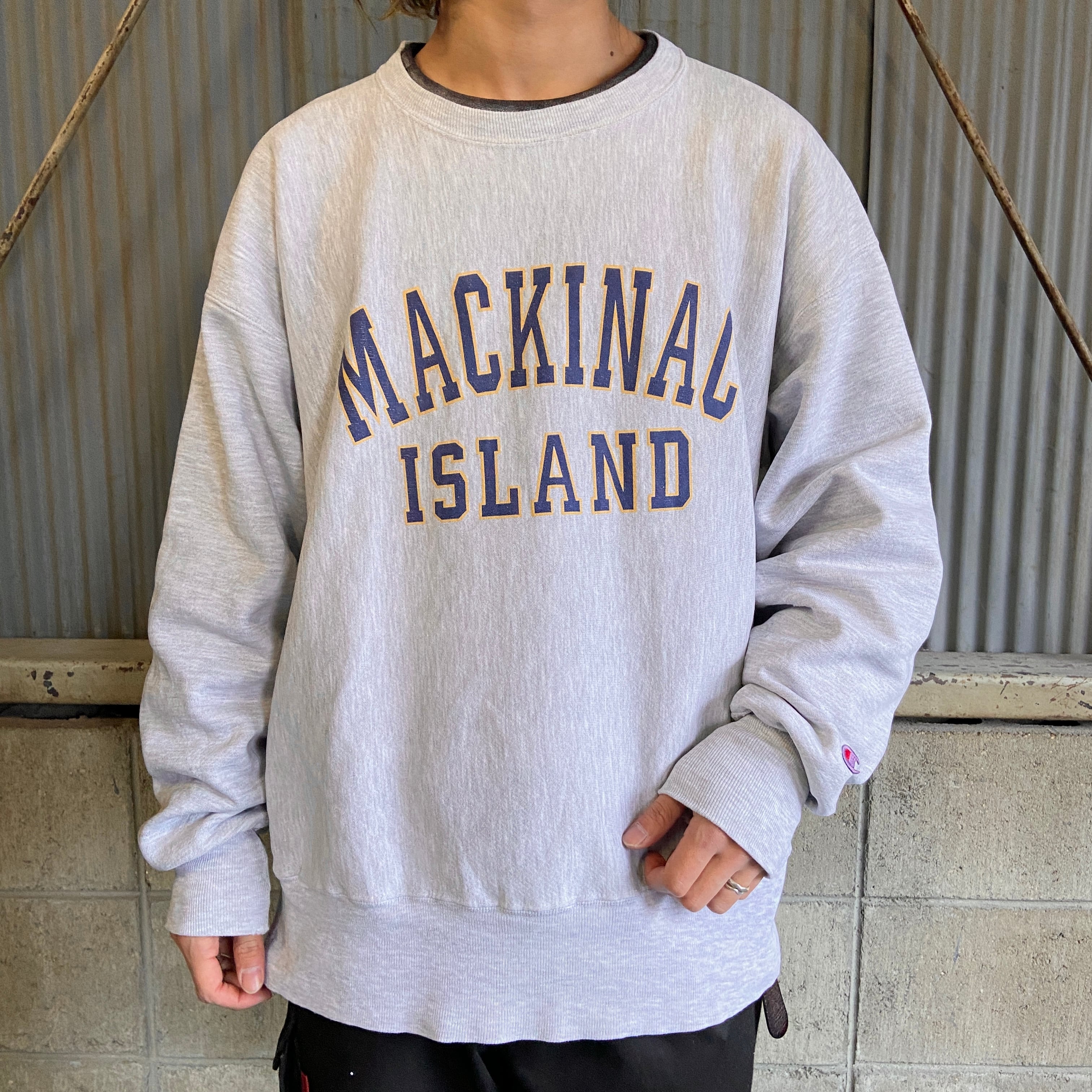 90s vintage sweat shirt リバース 両面 アニマル-