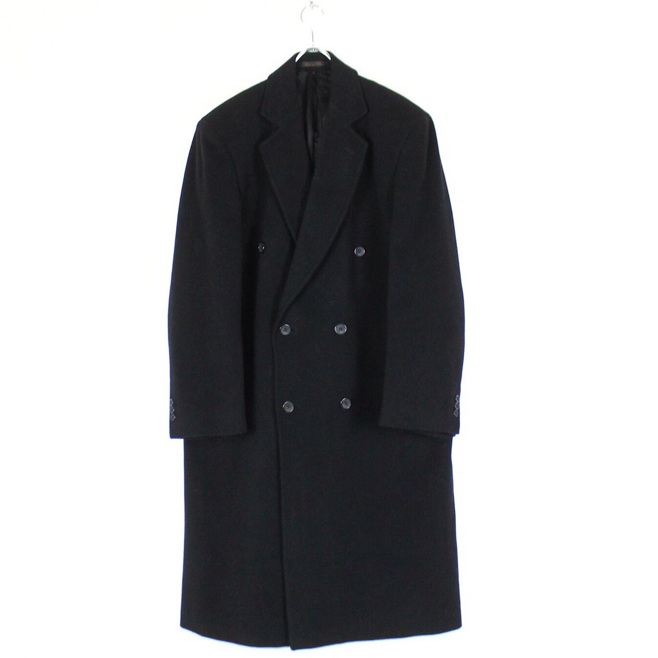 カシミア×ウール ブラック ダブルチェスターコート 【OT-0539】 | cv