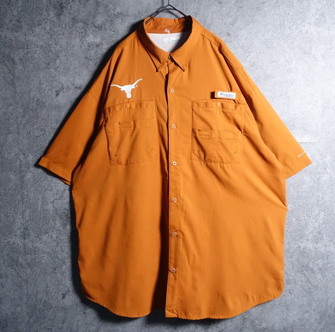 "Columbia PFG" orange embroidery design fishing shirt