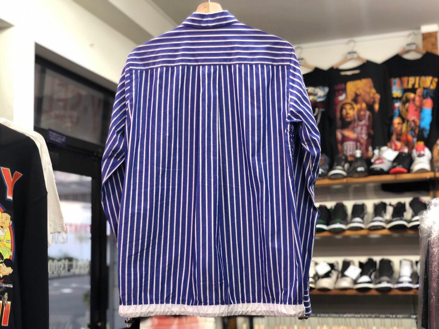 SACAI DRAWSTRING STRIPE SHIRT 3 BLUE/WHITE SCM JF