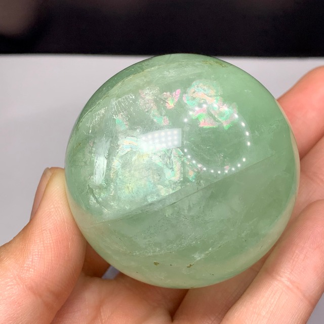 m01.メロンクリームソーダ色✩虹ありミントグリーンフローライトスフィア