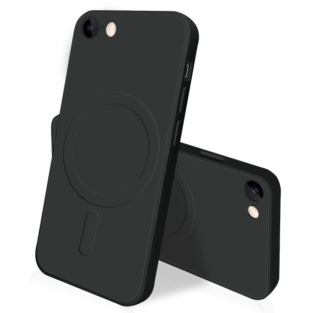 danliangqifei iPhone SE第3世代 SE第2世代 マグセーフ対応 シリコン 耐衝撃 薄型 人気 アイフォン SE2/SE3 カバー スマホケース 軽量 tpu レンズ保護 ストラップホール付き 傷つき防止 落下防止 黄変防止 4.7インチ（ブラック）