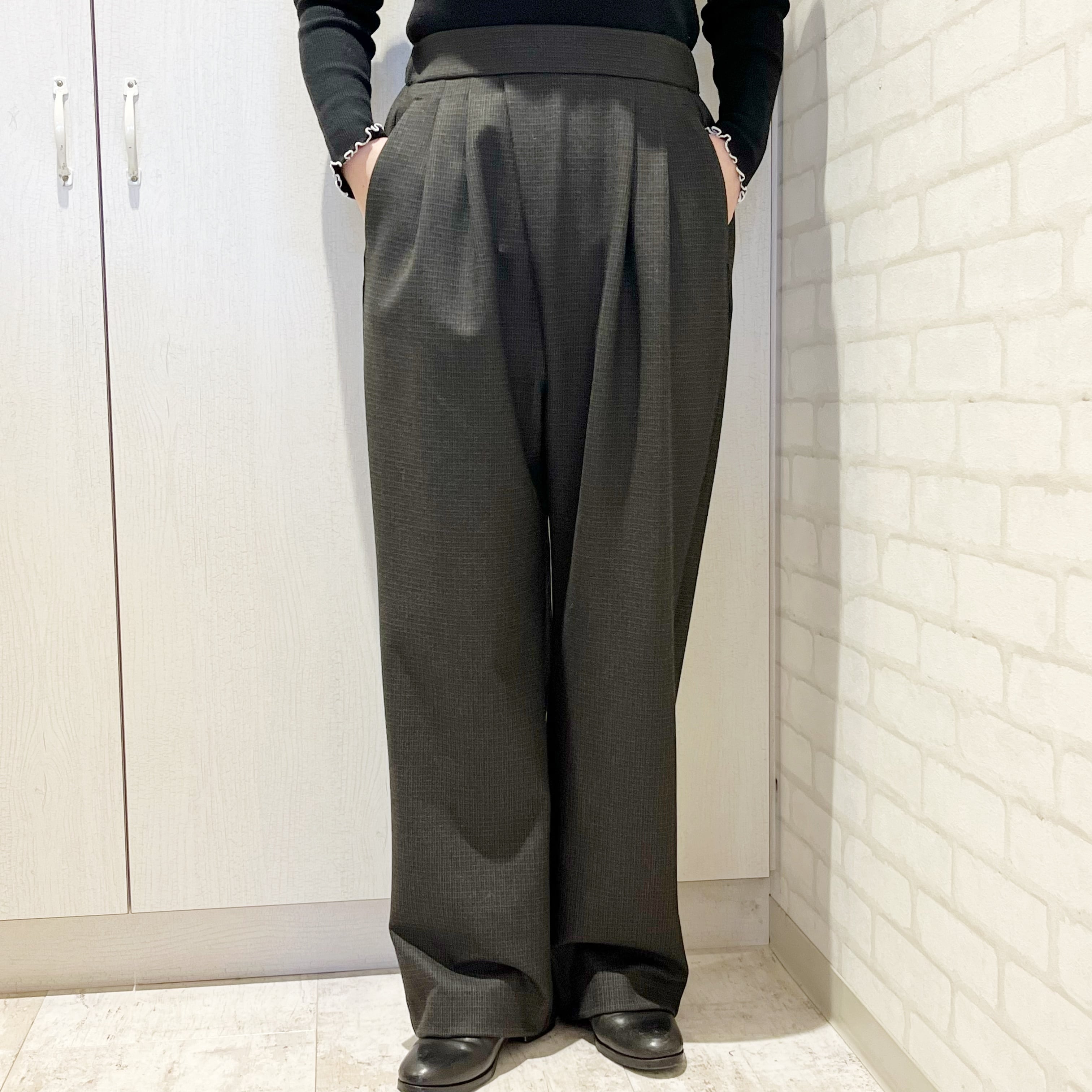 Dignite collier/80243636/ピーチ起毛チェックパンツ(ブラック系)