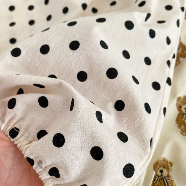 【BABY】くまドット柄サロペット風ノースリーブロンパース - 12