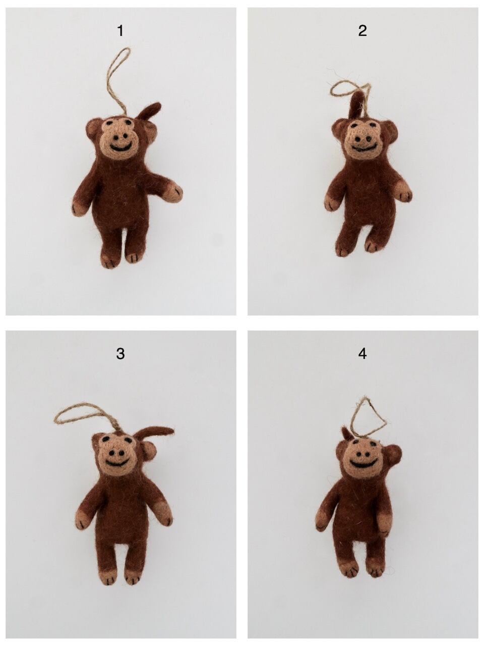 ネパール フェルト アニマルオーナメント（サル）｜Nepal Wool Felt