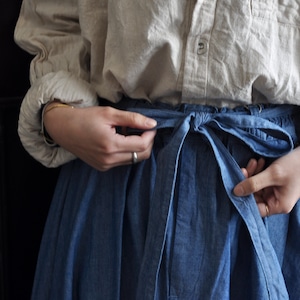 HARVESTY cotton chambray skirt -light blue-