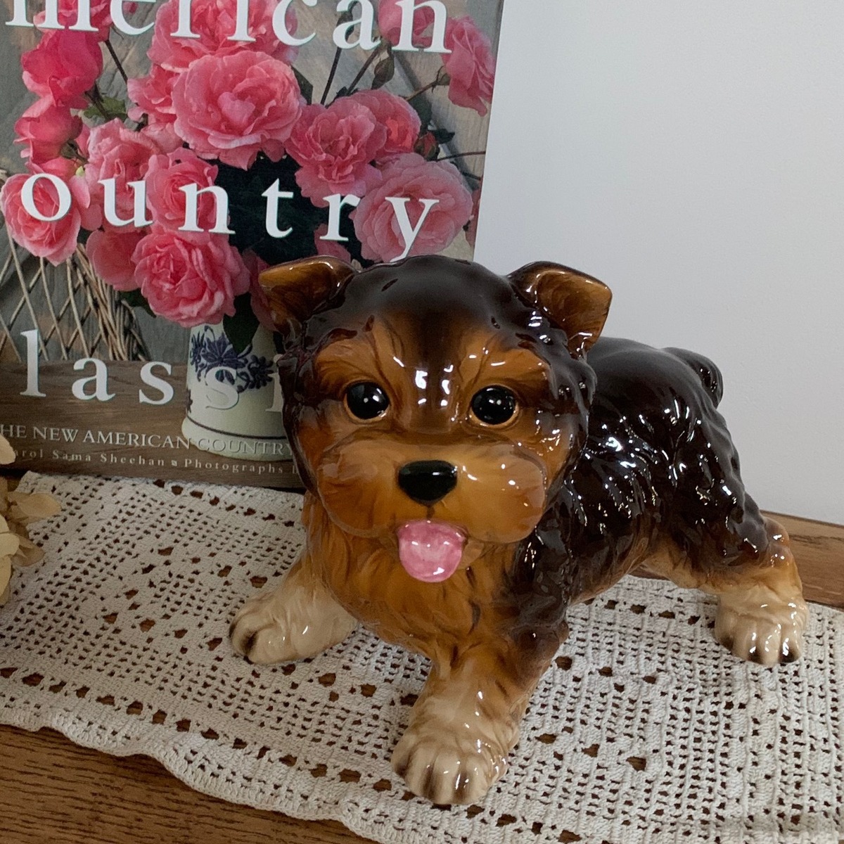 Vintage Kato Kogei Japan Hand Painted Dog 加藤工芸 犬 陶器製置物 