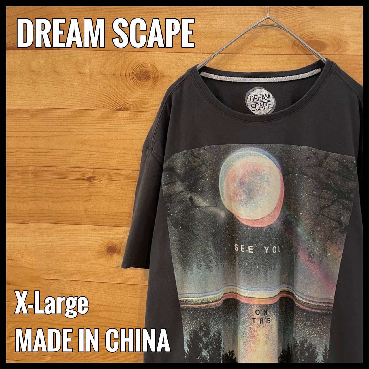 【DREAM SCAPE】ビッグプリント Tシャツ 満月 SF darkside XL ビッグサイズ US古着