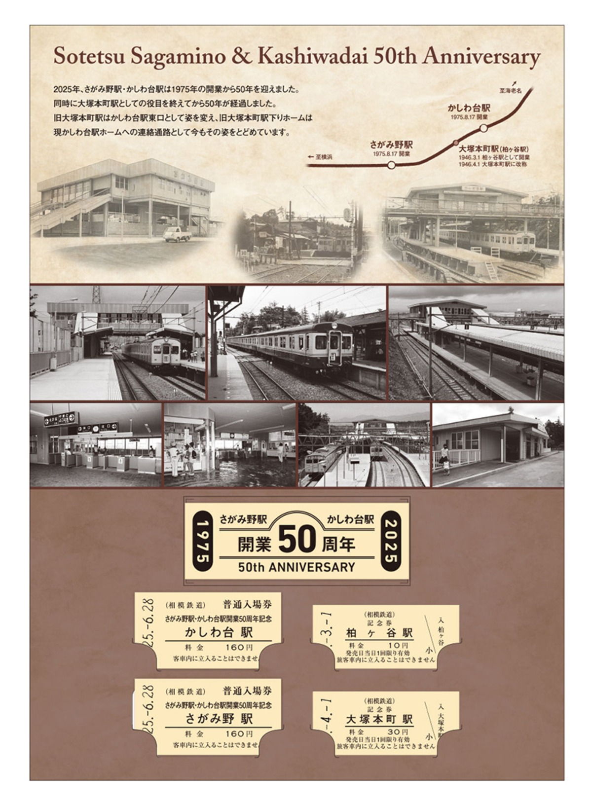 相模鉄道］さがみ野駅・かしわ台駅 開業50周年記念入場券セットA(「あ 