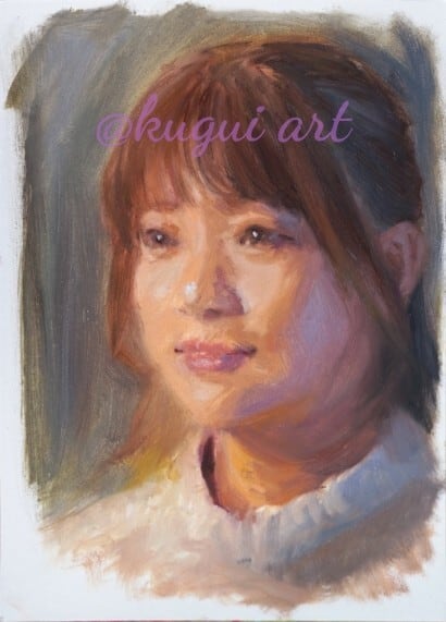 油彩画 嫣然たる微笑み | kuguiart