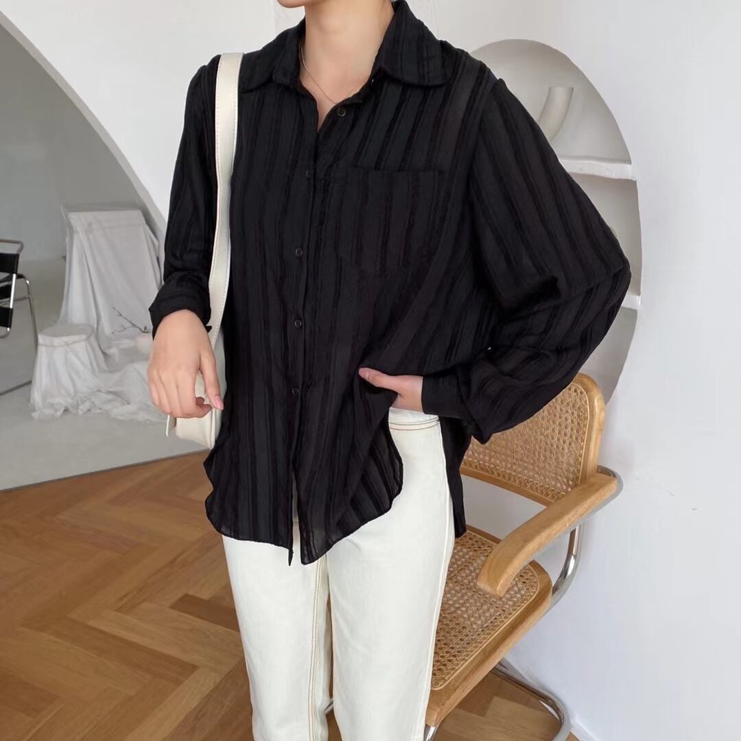 シアーストライプシャツ　 AJ−2205-1130