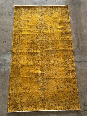 【送料込み】ヴィンテージ　トルコラグ　イスパルタ絨毯  オーバーダイ 　113x213  TRB4042