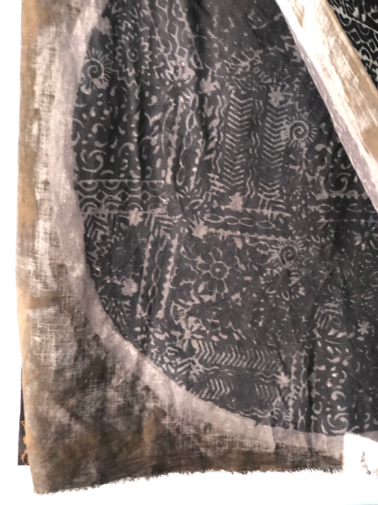 カット販売 | 丸ふたつ以上 | 送料860円《木版染め "pieces –ひとつ–" 茶色 / ヘビースラブコットン》110cm幅