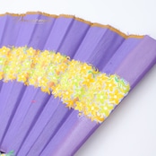 【フラメンコ 小物】パープル アバニコ 扇子 センス 花柄 黄色 イエロー 柄 ダンス用 小道具 装飾 紫 オレンジ 発表会 練習