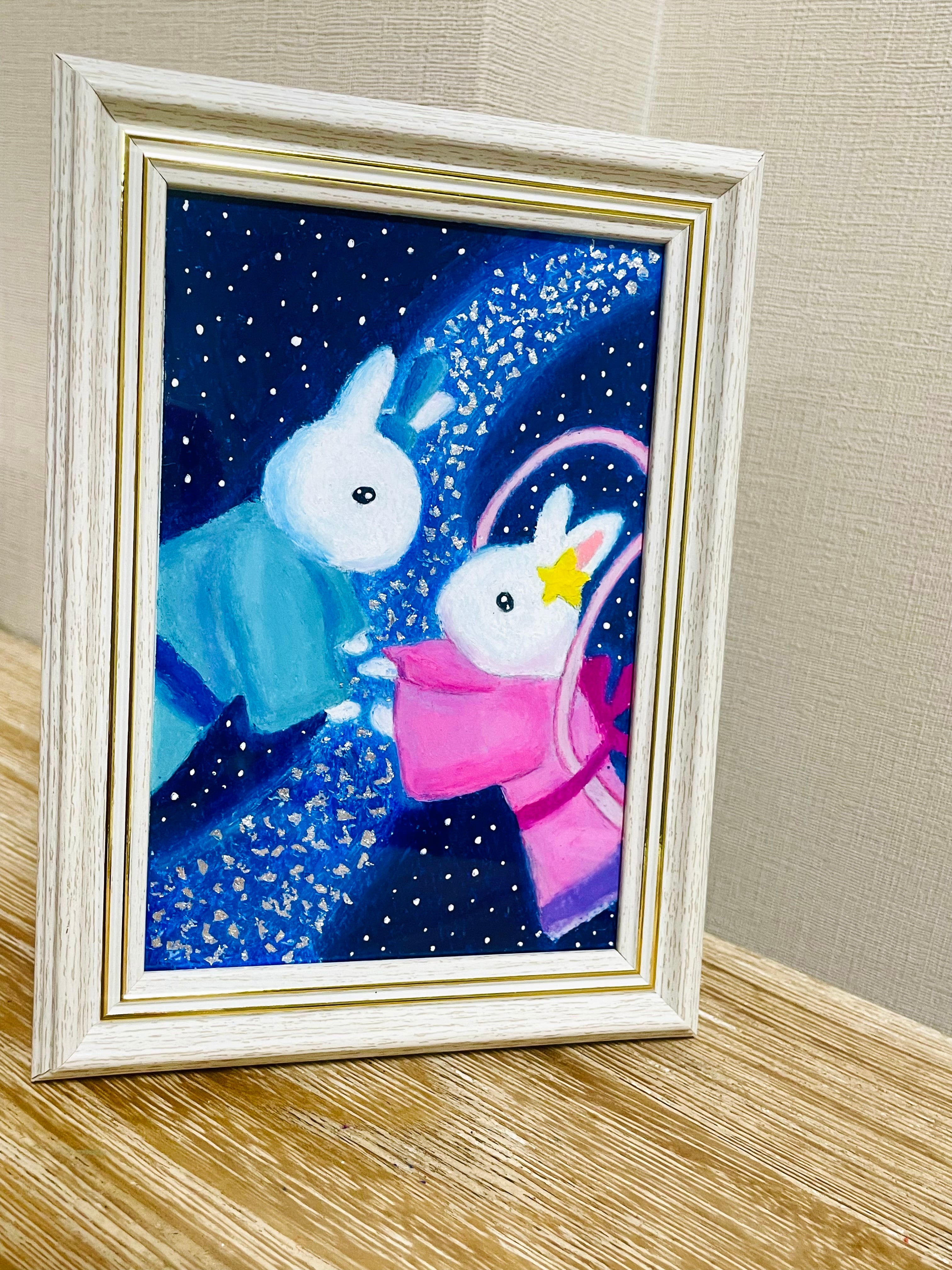 天の川で、また会えたね(うさぎの織姫と彦星の七夕の夜) | オイル