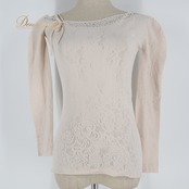 バレエ 衣装 ピンク系 チャコット Chacott ノーソーイングニット トップス レッスン 練習 社交ダンス ストレッチ 伸縮 日本製 花 ノーソーイング 淡い リボン 柔らかい生地 ラインストーン 長袖 薄ピンク キラキラ