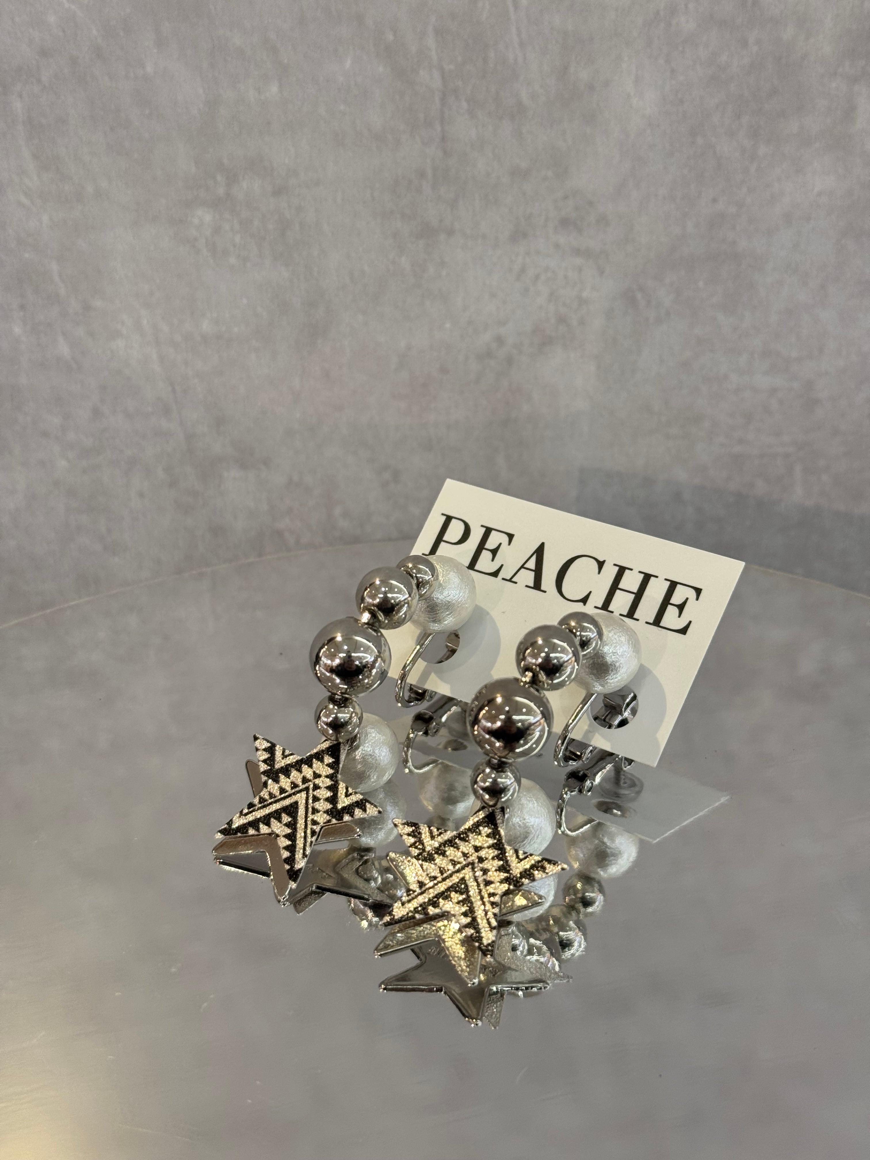 half hoop pearl geometric star silver