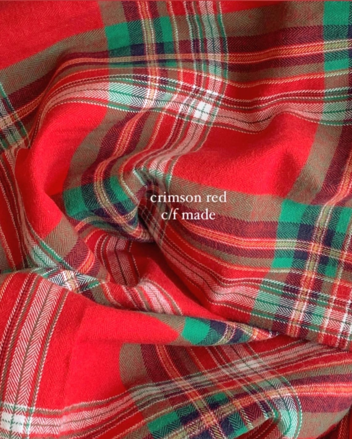 【終了】クリムゾンレッド　ヘリンボーンツイールチェック生地22FW