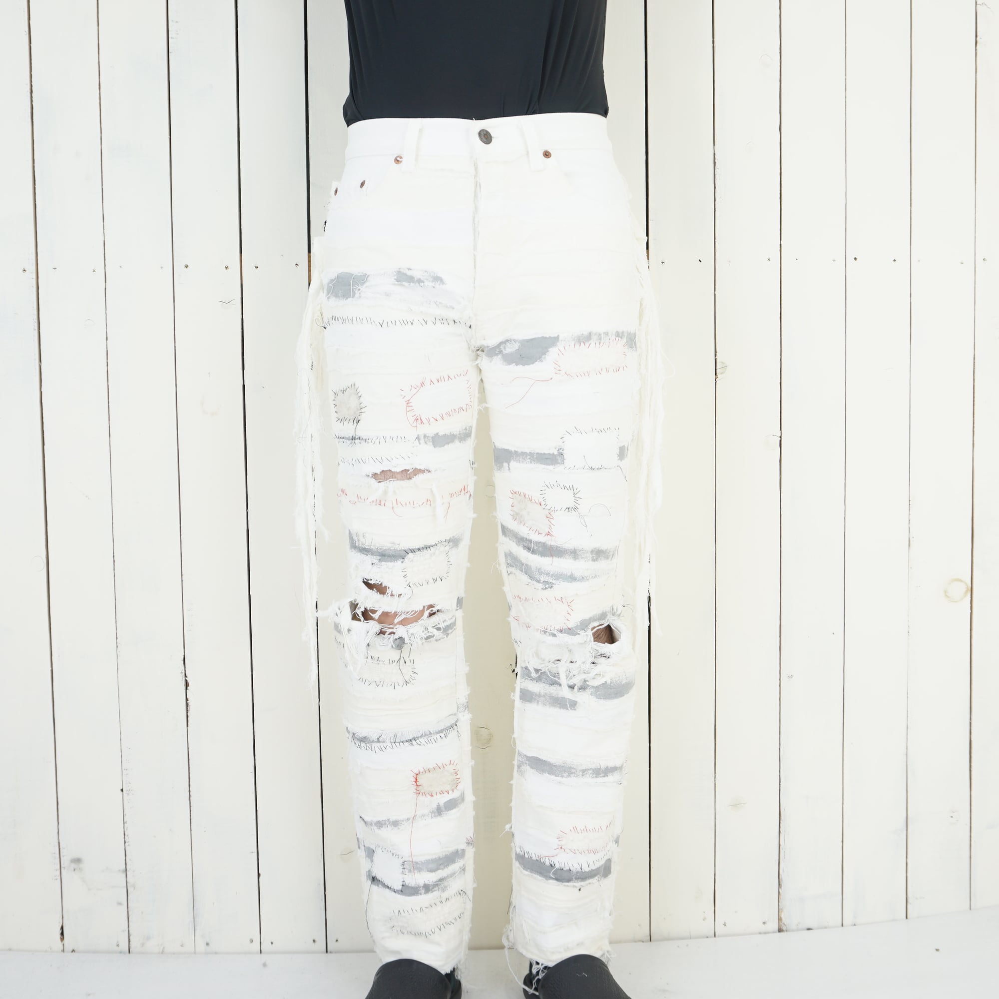 TN21AW102 JIKKENPANTS CRUST PANTS color:WH リメイク クラストパンツ