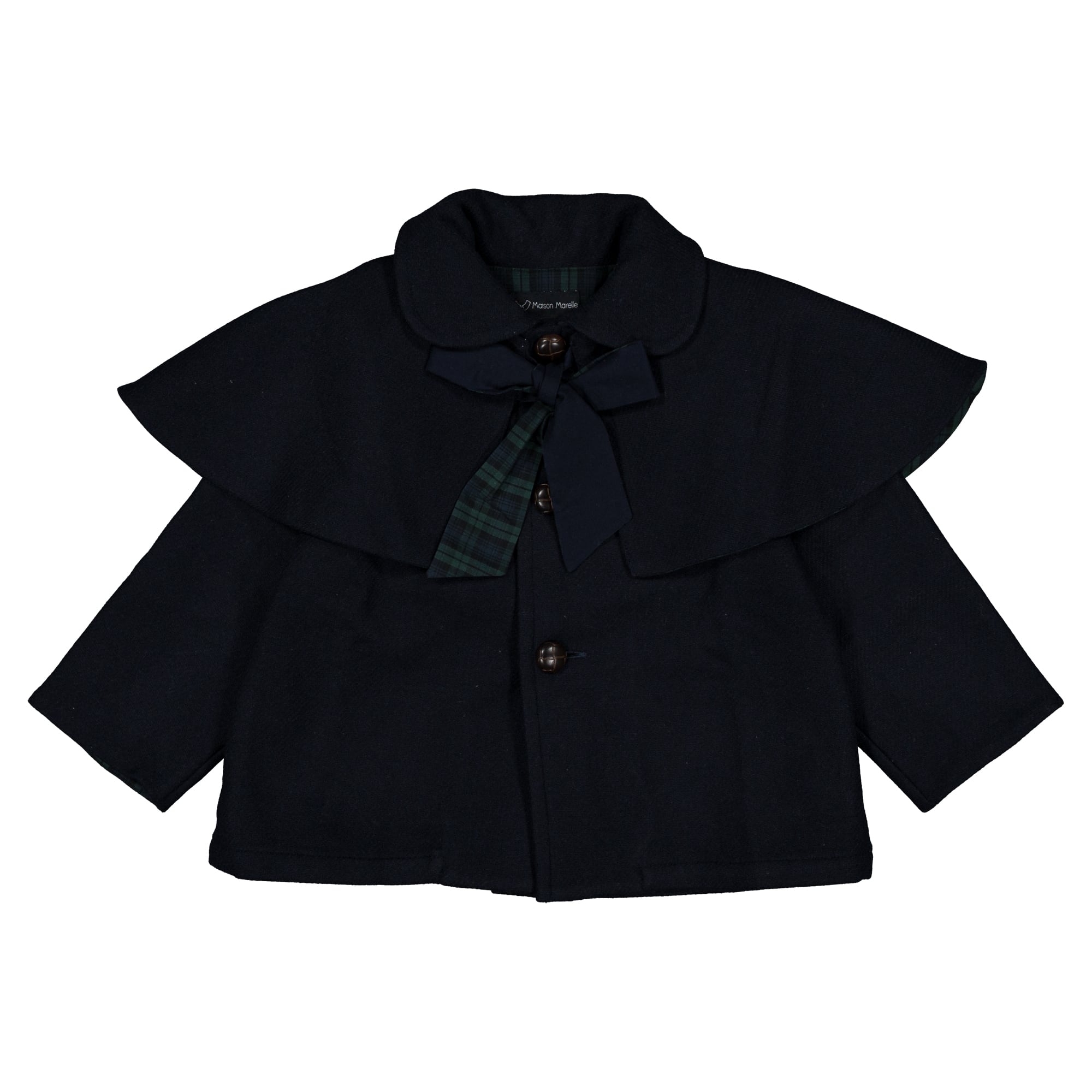 【予約/送料無料】5y-8y / Coat amovible cape DARCY- blue mostly wool / Maison Marelle
