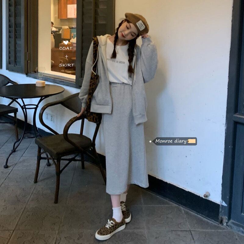 オータムルーズフードセーター コート スカート ロング 秋物 モンロー79845838356