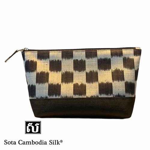 ポーチ　シルクポーチ　軽いポーチ　KHMER MOSAIC PORCH シルク　カンボジアシルク　ソウタカンボジアシルク　