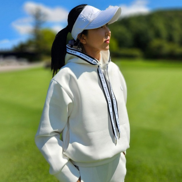ドローストリング レタリングロゴ フード付きプルオーバー