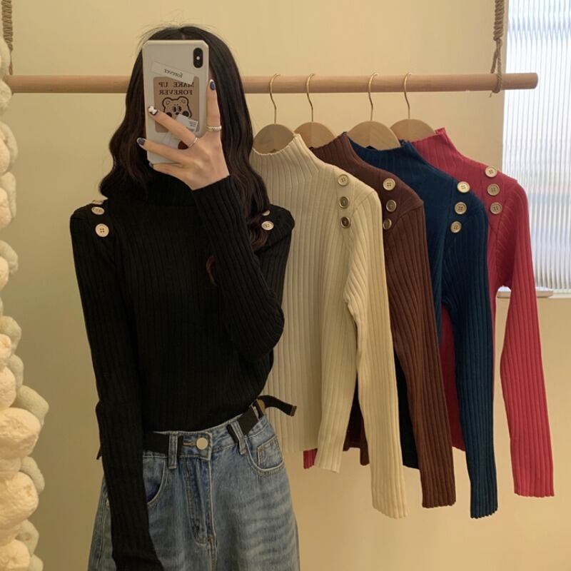 カラースリムシャツ トップス セーター レディース ロング オータム 秋物 ウィンター 冬物 試着室27401313862
