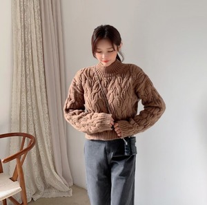 ゲーブル編み　ショート丈ニット　AJ1079-D02